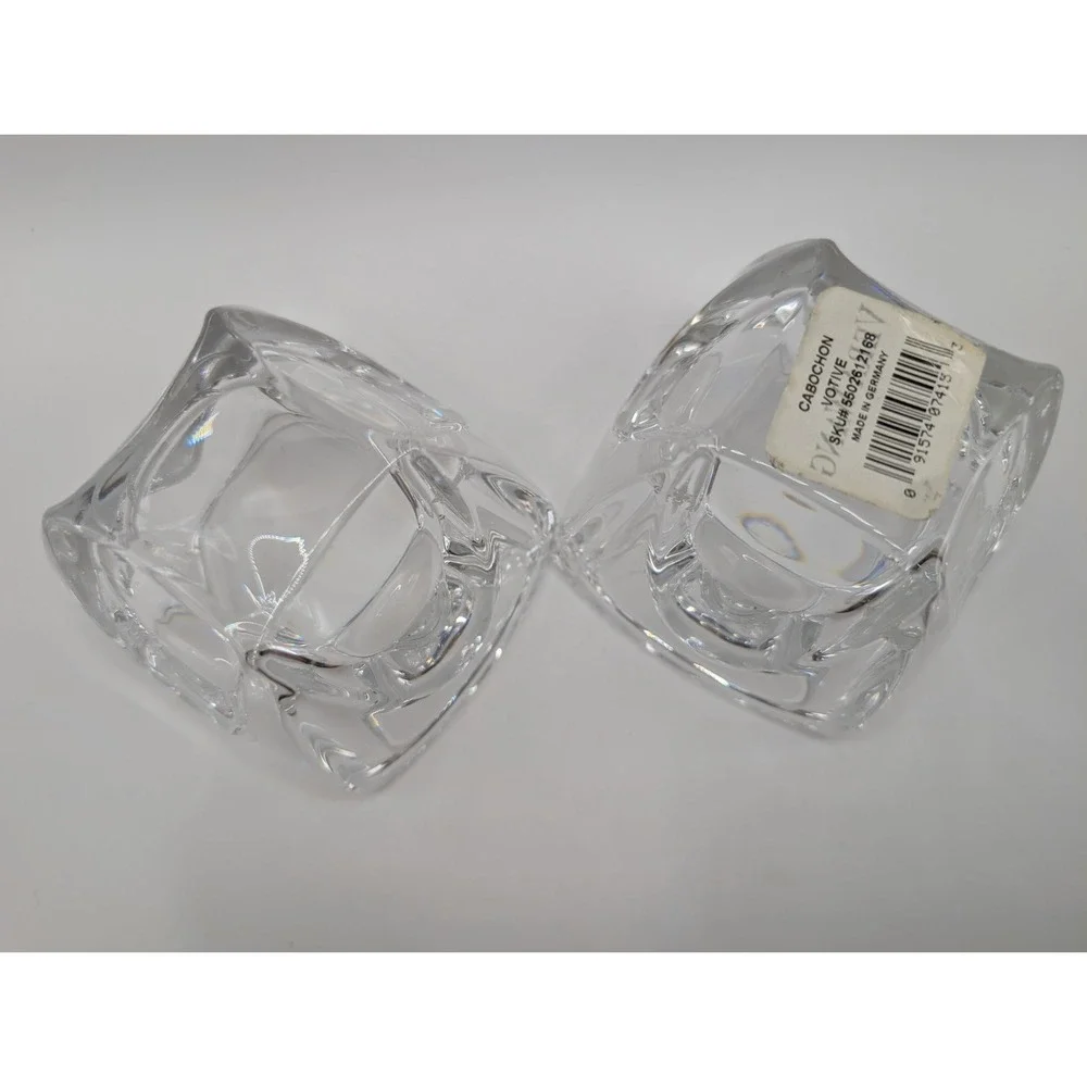 Pair of Vera Wang Wedgwood Crystal Cabochon Votive Candle Holders Germany Heavy